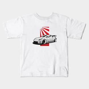 Silver 350Z Fairlady Z widebody JDM Kids T-Shirt